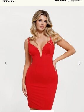 Popilush Red Shape-wear Dress Retails $99 Size S
